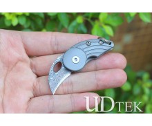 Titanium handle adzuki bean small folding knife with Damascus blade UD2106594